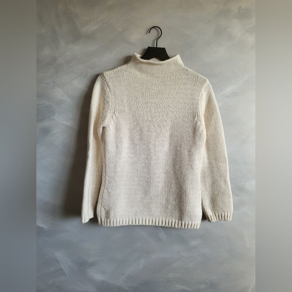 CAROLL CREAM MOCK NECK WOOL BLEND JUMPER SWEATER Size T 38